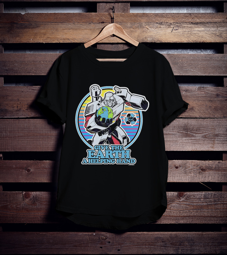 Give The Earth A Helping Hand Megatron With Recycling Symbol Transformers T-Shirt