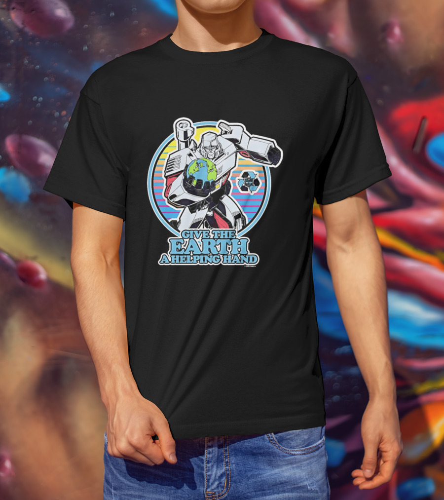 Give The Earth A Helping Hand Megatron With Recycling Symbol Transformers T-Shirt