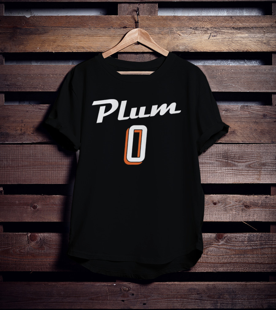 Plum 0 Jersey White Script Rust Shadow Player Name T-Shirt