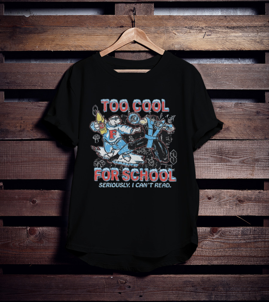 Too Cool For School Polar Bear Seriously I Can't Read T-Shirt