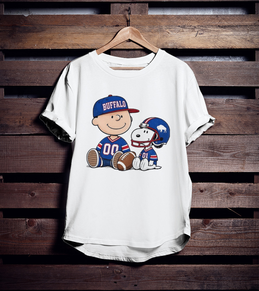 Charlie Brown Snoopy Buffalo 00 01 Football Team Cartoon Sports Fan Gear T-Shirt