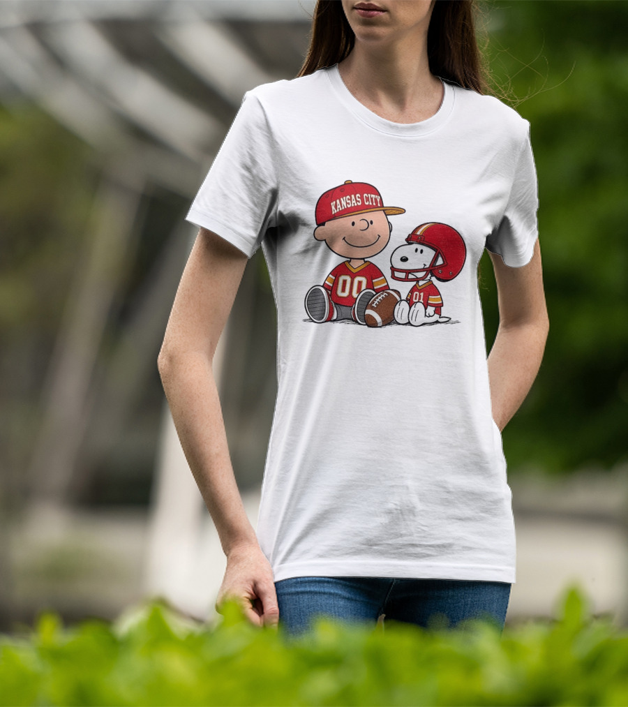 Kansas City Football With Charlie Brown And Snoopy Players T-Shirt
