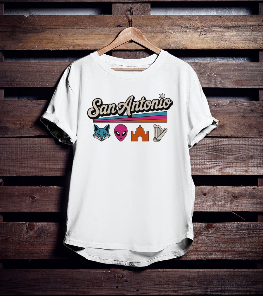 San Antonio Fox Alien Castle Harp Spurs Basketball T-Shirt