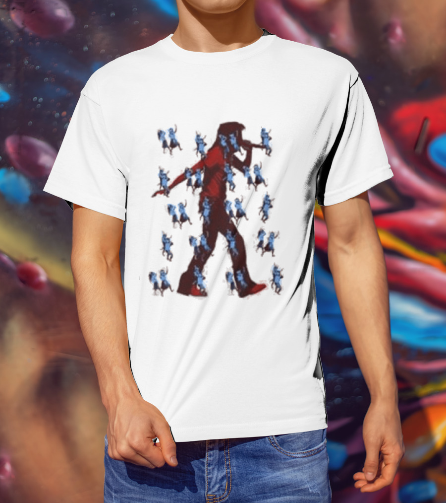 JID Faded White God Does Like Ugly J.I.D. GDLU Blue Floral Shadow T-Shirt