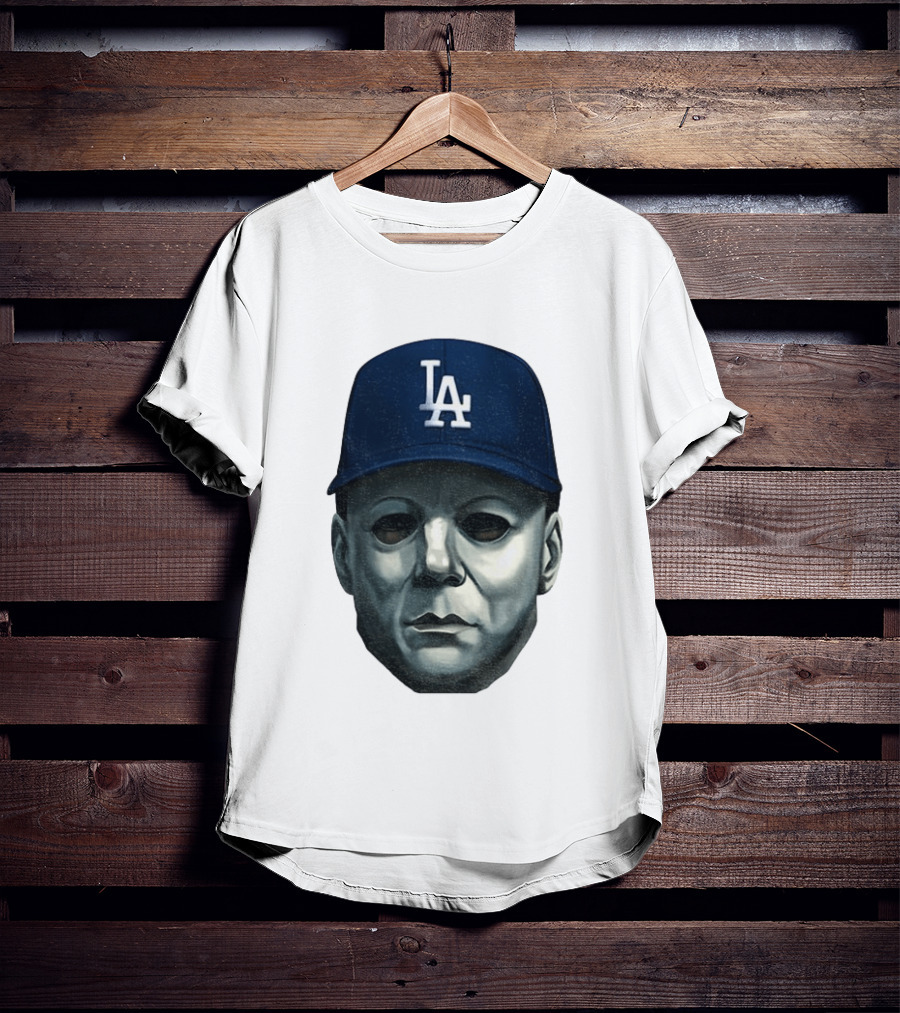 Michael Myers LA Dodgers Cap Halloween Horror T-Shirt