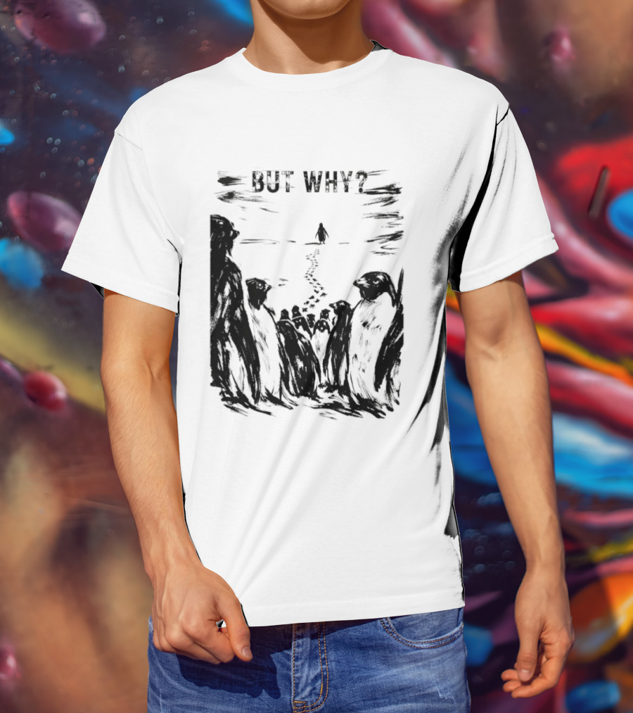 Nihilist Penguin But Why Snow Scene T-Shirt