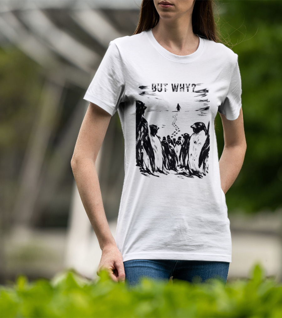 Nihilist Penguin But Why Snow Scene T-Shirt