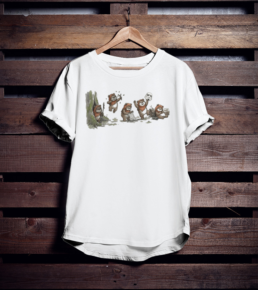 Panda In Star Wars Ewok Costume With Stormtrooper Helmet Adventure T-Shirt