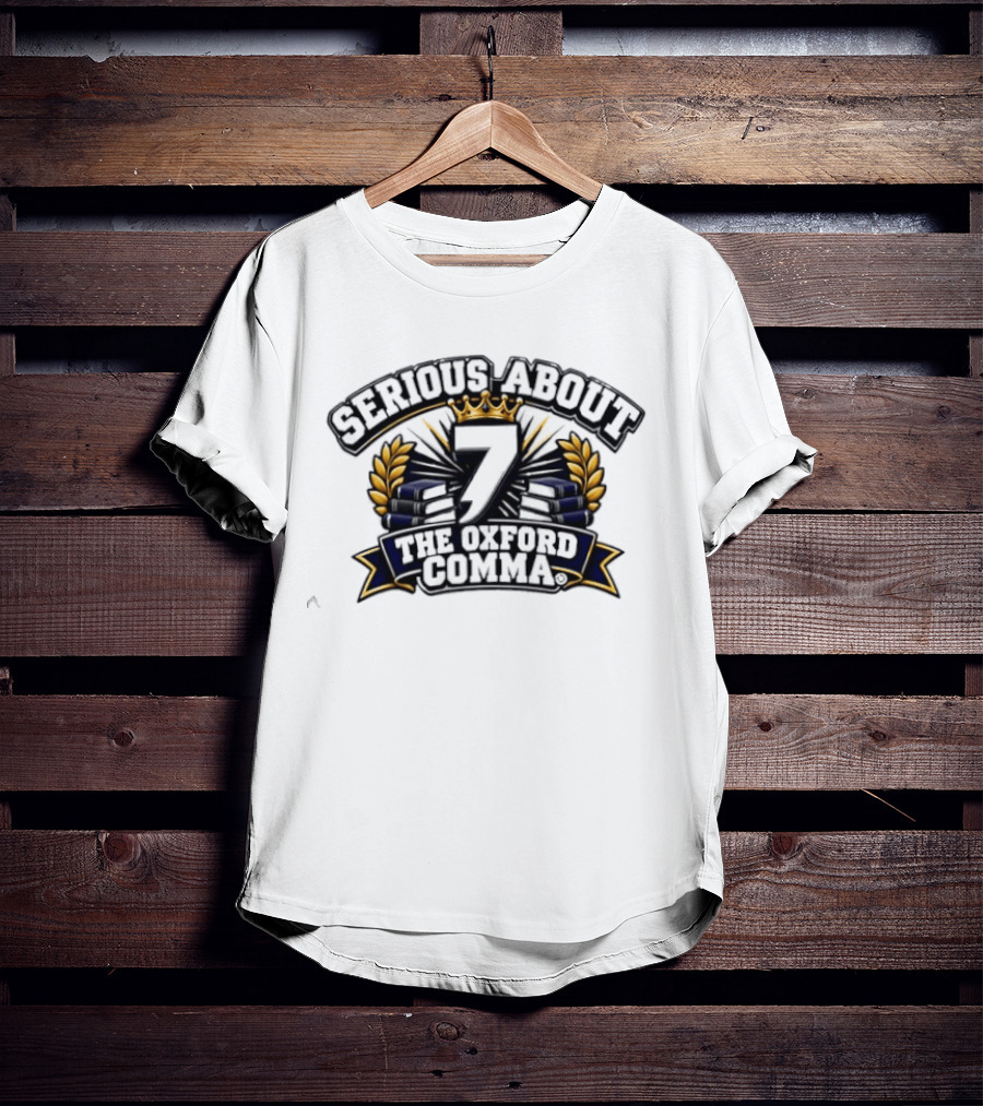 Serious About The Oxford Comma Crown Laurel Lightning T-Shirt