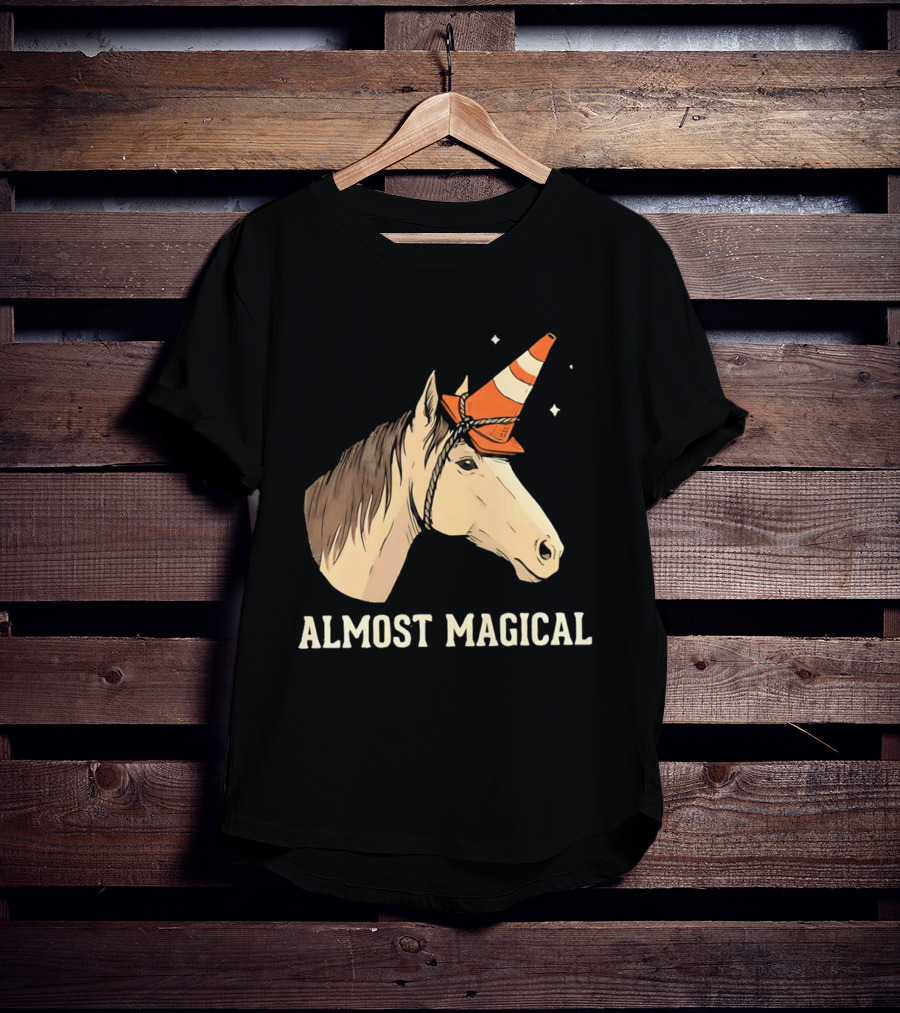 Almost Magical Horse With Traffic Cone Hat T-Shirt