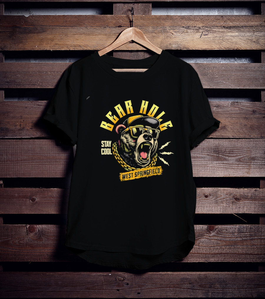 Bear Hole West Springfield Roaring Grizzly Stay Cool Sunglasses Cap Gold Chain T-Shirt