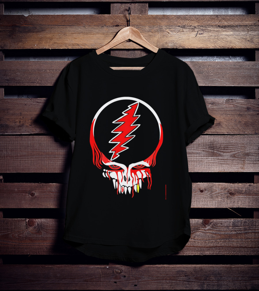Grateful Dead Steal Your Face Skull Lightning Punk Rock Red White T-Shirt
