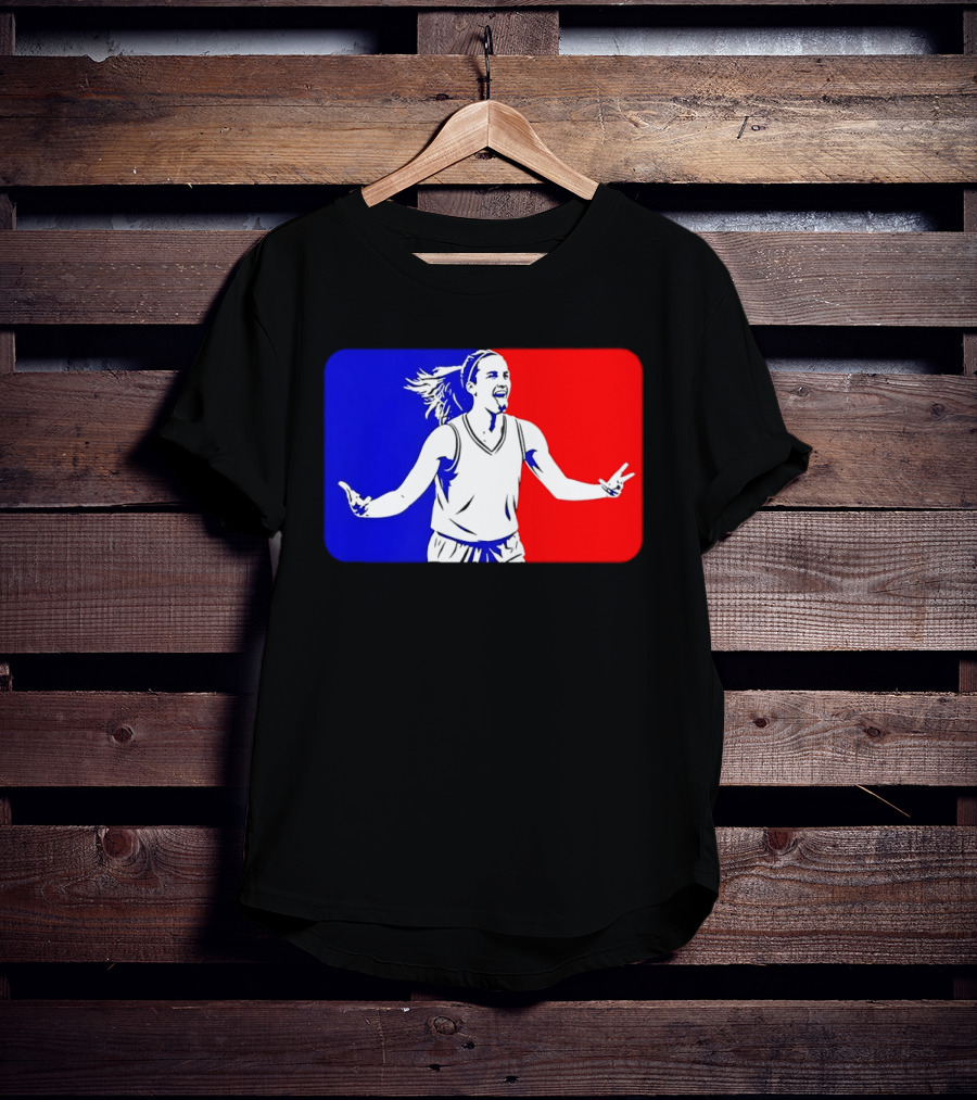 Caitlin Clark Basketball Player Silhouette In Iconic Red And Blue T-Shirt