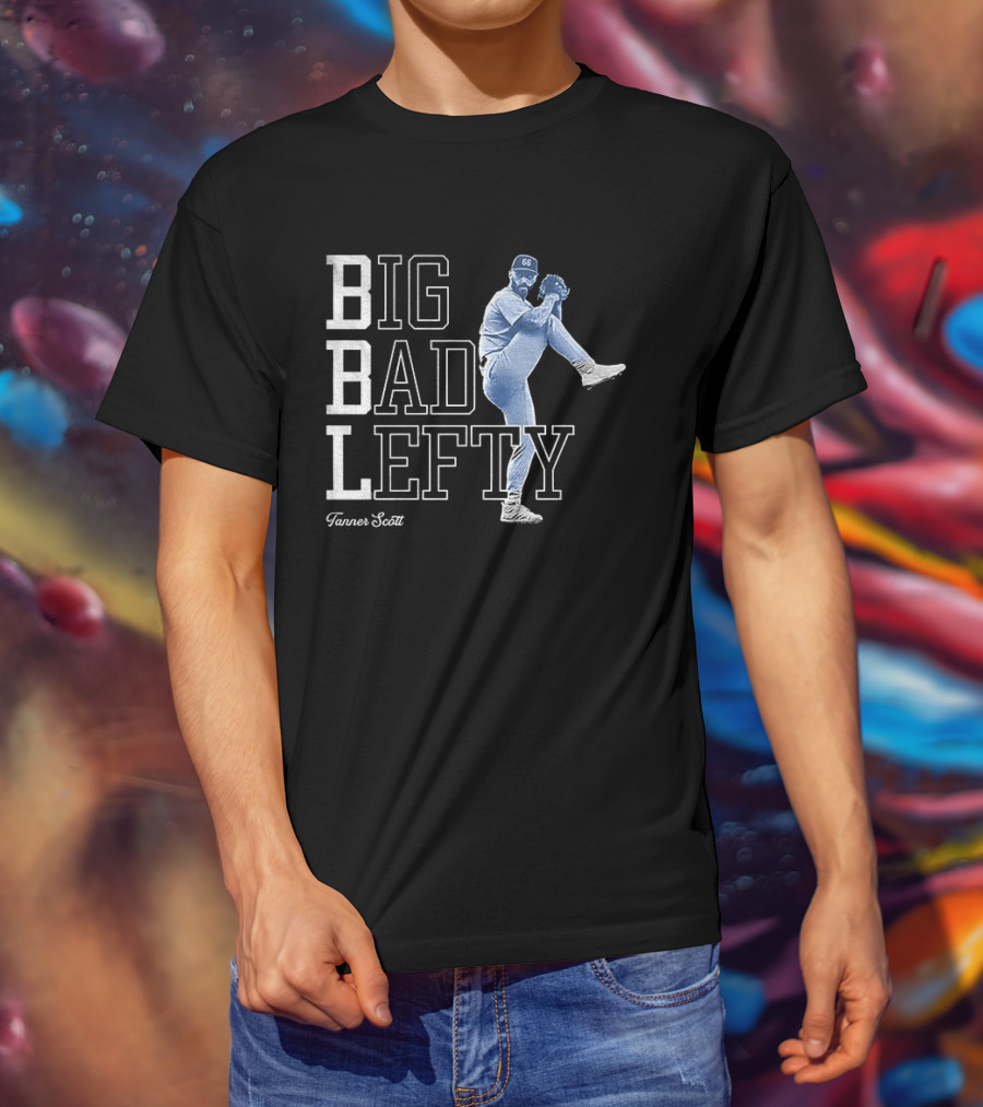 Miguel Rojas Wearing Tanner Scott Big Bad Lefty 66 T-Shirt