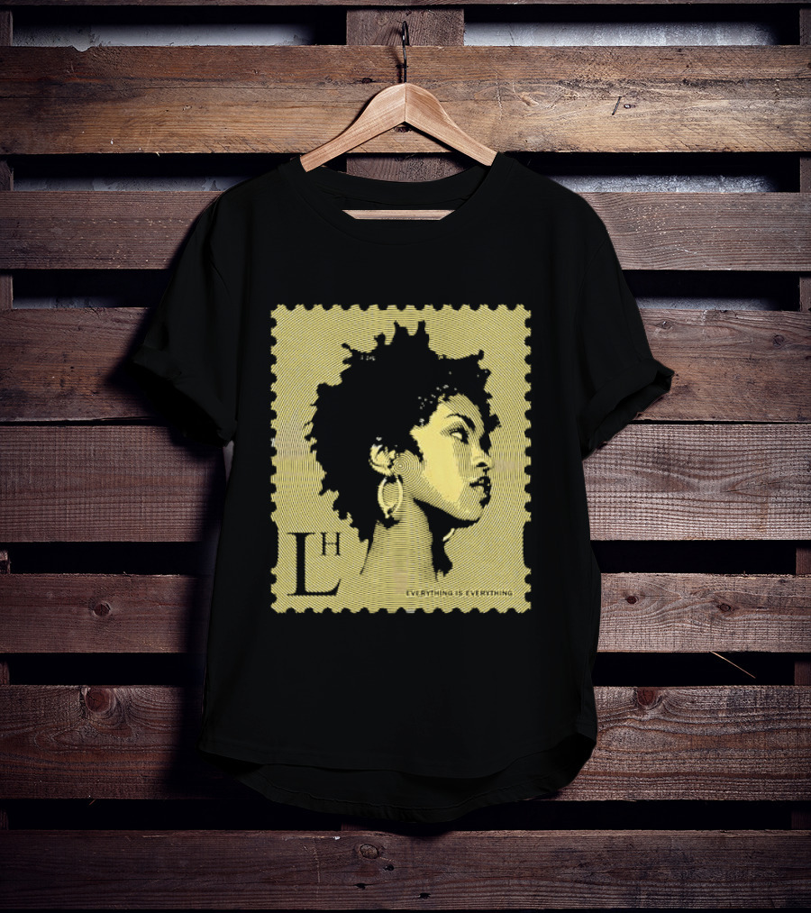 Everything Is Lh Gold Line Afro Woman Stamp T-Shirt