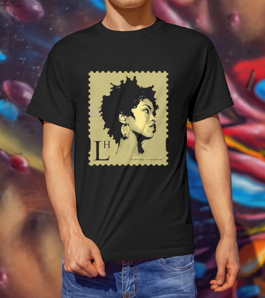Everything Is Lh Gold Line Afro Woman Stamp T-Shirt