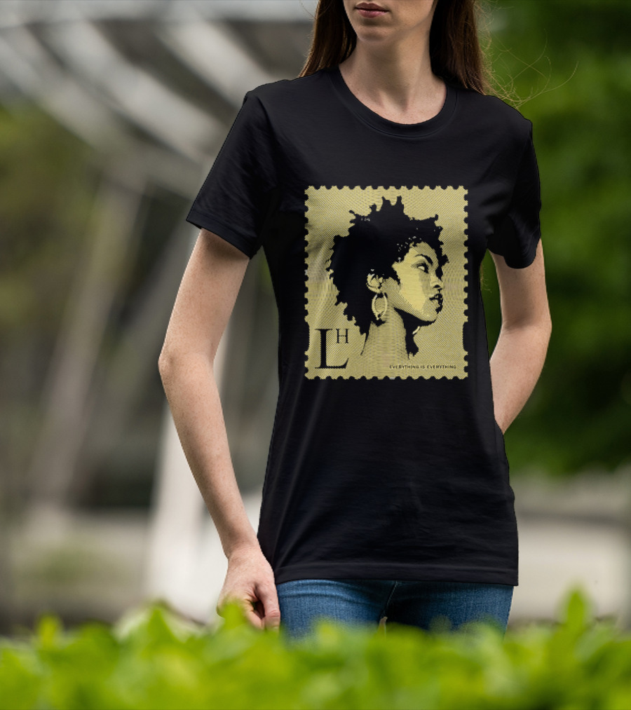 Everything Is Lh Gold Line Afro Woman Stamp T-Shirt