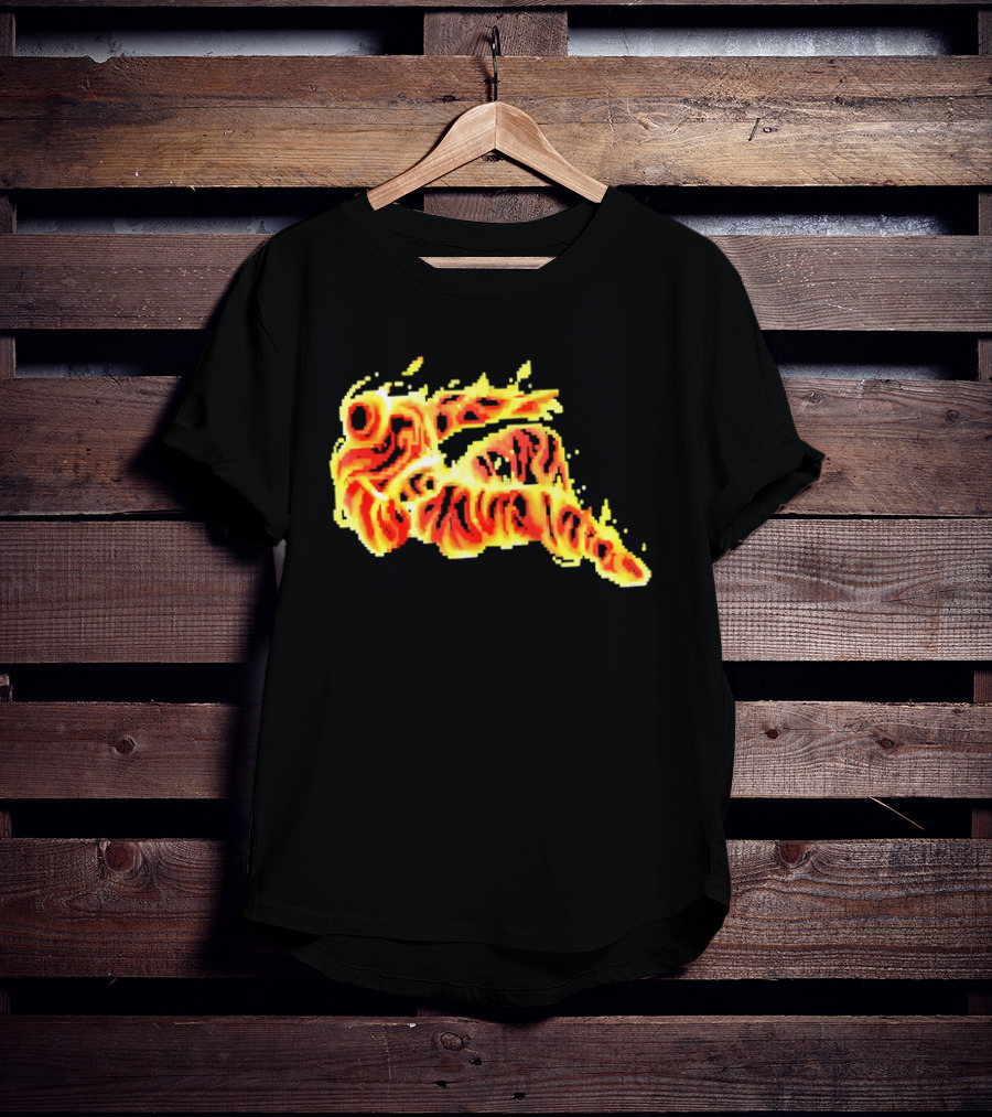 Fiery Waves Of Burning Flame Blaze In Yellow Orange Red Hues T-Shirt