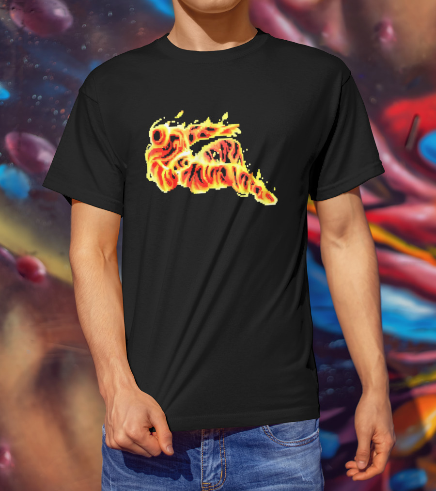 Fiery Waves Of Burning Flame Blaze In Yellow Orange Red Hues T-Shirt