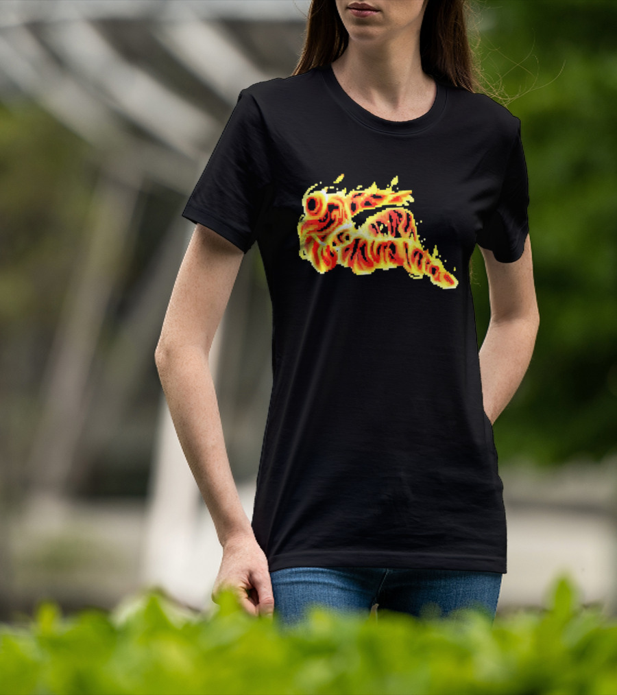 Fiery Waves Of Burning Flame Blaze In Yellow Orange Red Hues T-Shirt