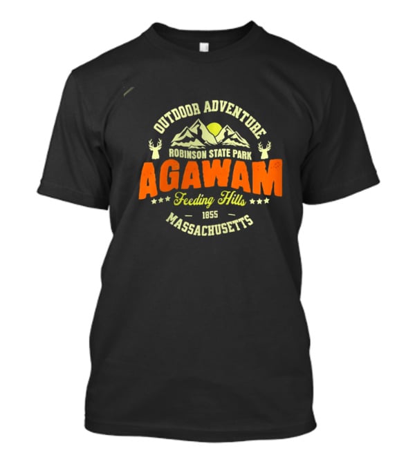 Outdoor Adventure Robinson State Park Agawam Feeding Hills 1855 Massachusetts Mountain Sun Deer T-Shirt