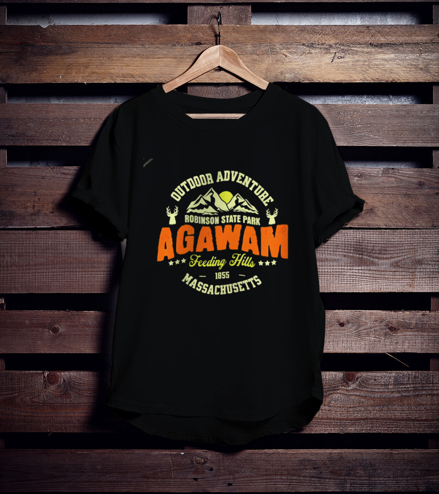 Outdoor Adventure Robinson State Park Agawam Feeding Hills 1855 Massachusetts Mountain Sun Deer T-Shirt
