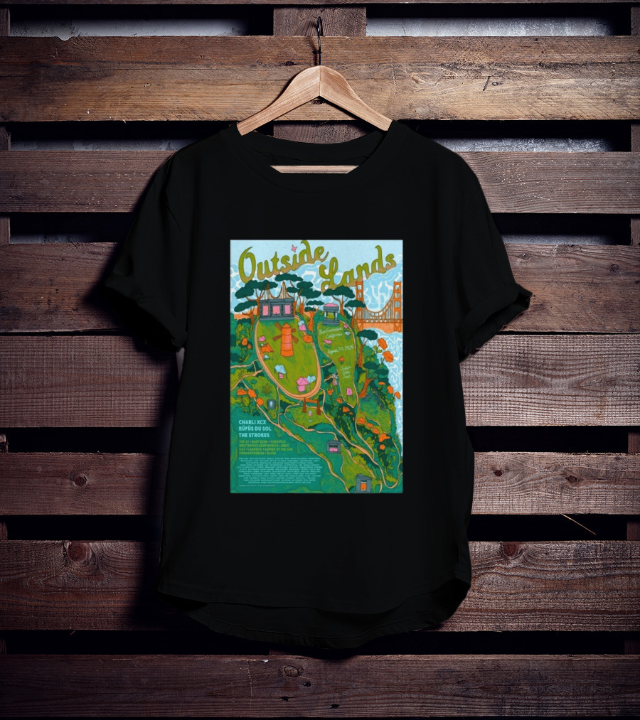 Outside Lands San Francisco August 7 9 2026 Golden Gate Park Charli XCX Rufus Du Sol The Strokes T-Shirt
