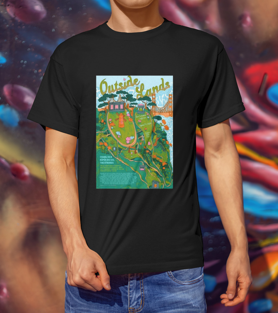 Outside Lands San Francisco August 7 9 2026 Golden Gate Park Charli XCX Rufus Du Sol The Strokes T-Shirt