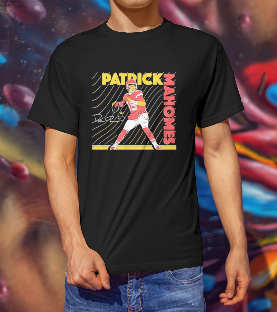 Patrick Mahomes Football Quarterback Signature Wavy Line T-Shirt