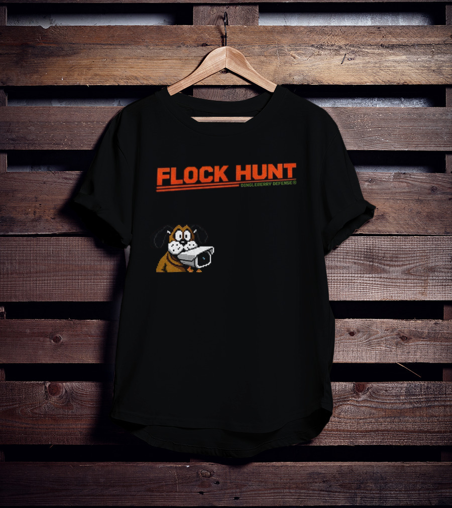 Flock Hunt Pixelated Canine Dingleberry Defense Security Camera T-Shirt