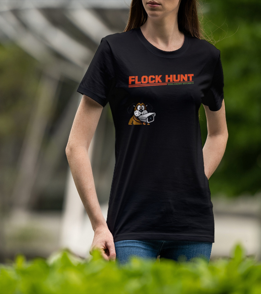 Flock Hunt Pixelated Canine Dingleberry Defense Security Camera T-Shirt