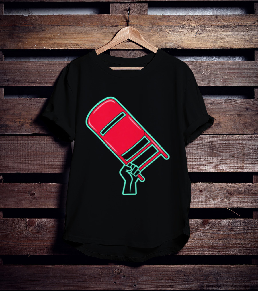 Rebellious Raised Fist Holding Red Chair Protest T-Shirt