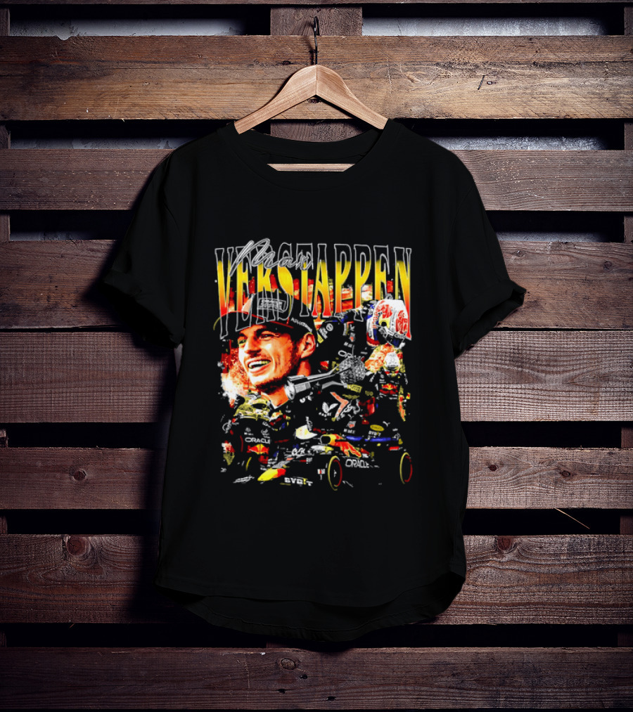 Max Verstappen Red Bull Racing F1 Driver Trophy Car Photo Collage T-Shirt