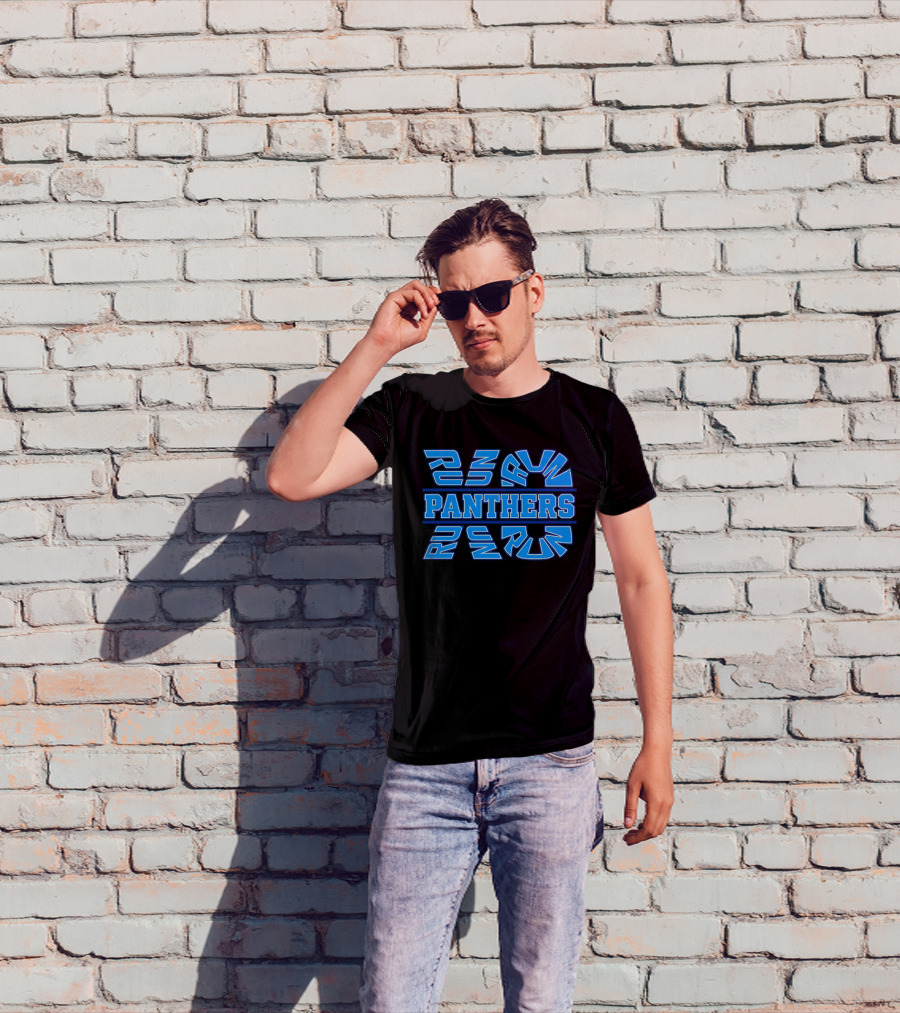 Run Panthers Repeated Blue Kinetic Athletic Block T-Shirt