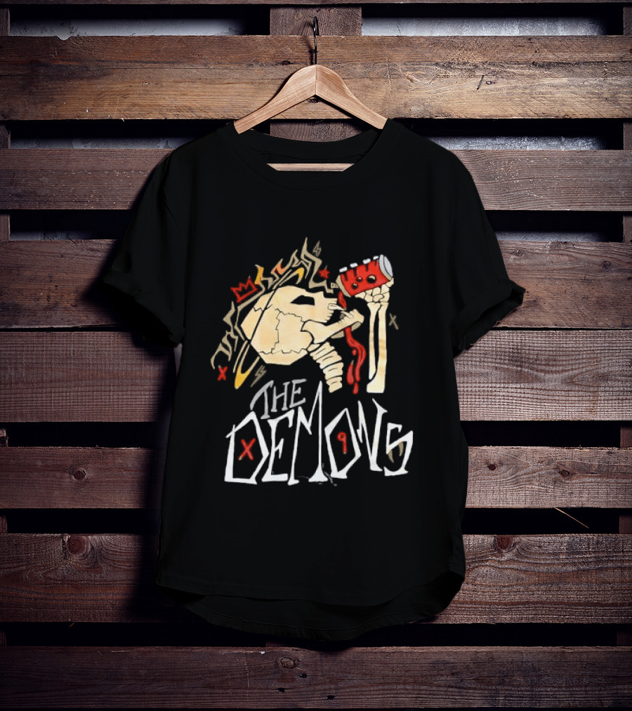 The Demons Crowned Skeleton Skull Drinking Spray Can T-Shirt