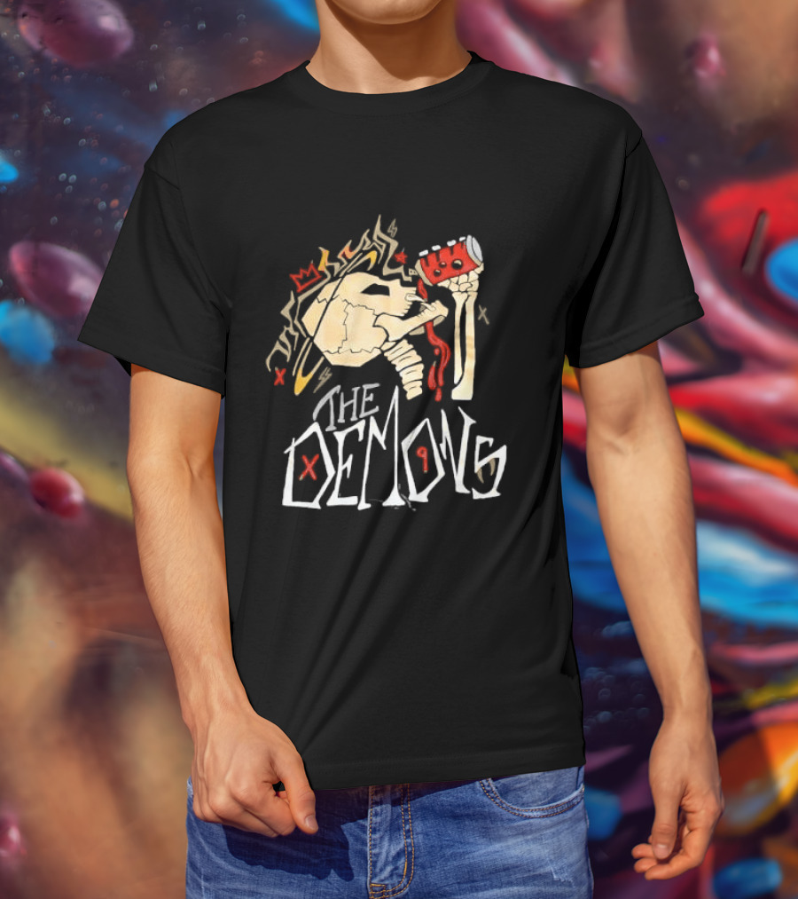 The Demons Crowned Skeleton Skull Drinking Spray Can T-Shirt