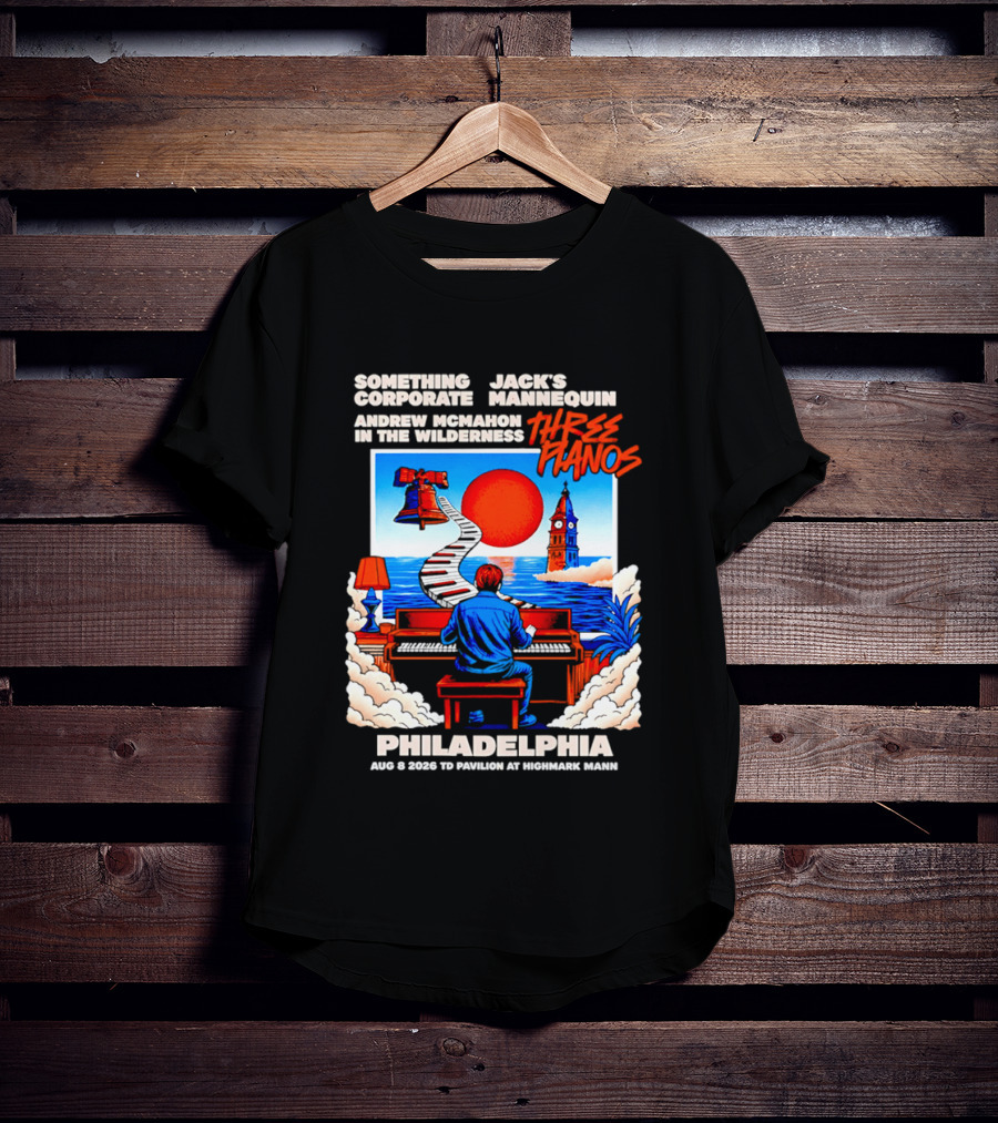 Something Corporate Jack's Mannequin Andrew McMahon Three Pianos Philadelphia Aug 08 2026 T-Shirt