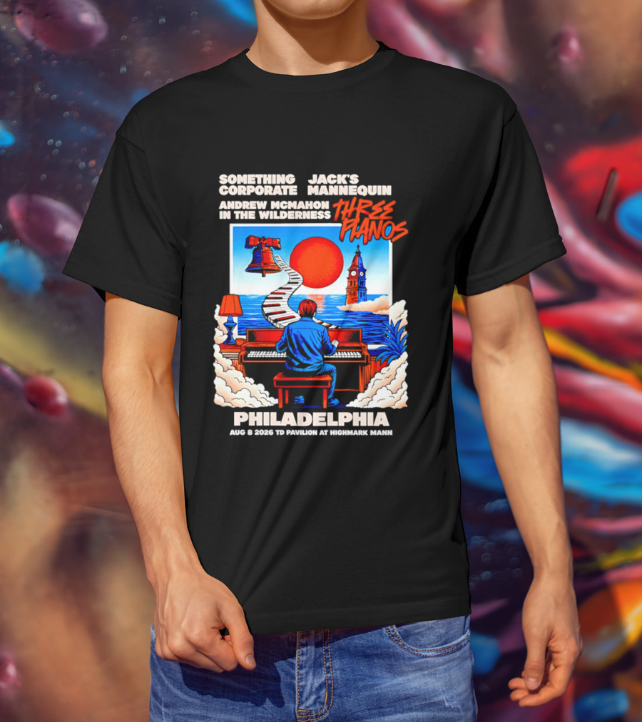 Something Corporate Jack's Mannequin Andrew McMahon Three Pianos Philadelphia Aug 08 2026 T-Shirt