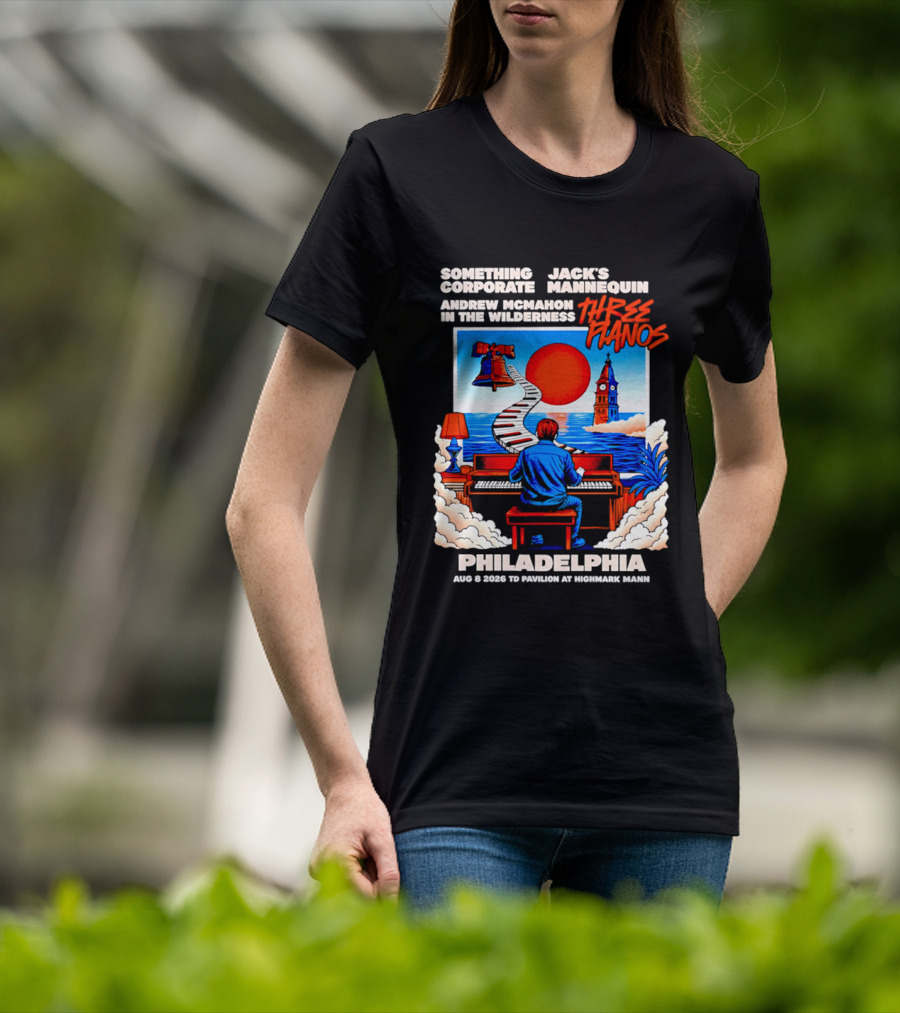 Something Corporate Jack's Mannequin Andrew McMahon Three Pianos Philadelphia Aug 08 2026 T-Shirt