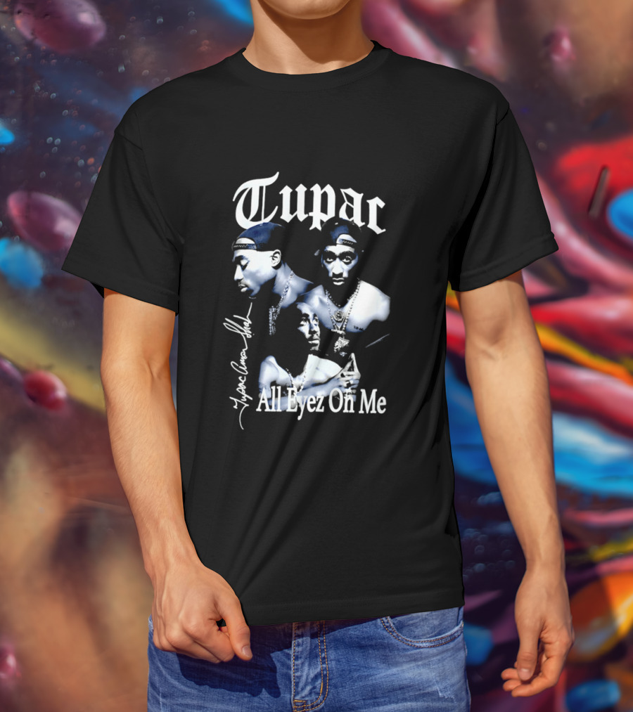Tupac All Eyez On Me Tupac Amar Shakur Signature Iconic Album T-Shirt