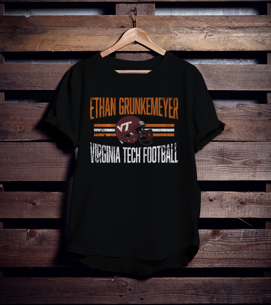 Ethan Grunkemeyer Virginia Tech Football VT Helmet T-Shirt