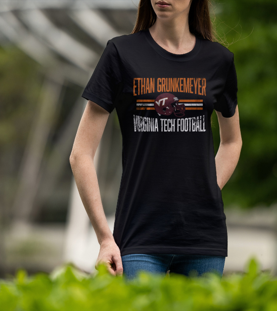 Ethan Grunkemeyer Virginia Tech Football VT Helmet T-Shirt