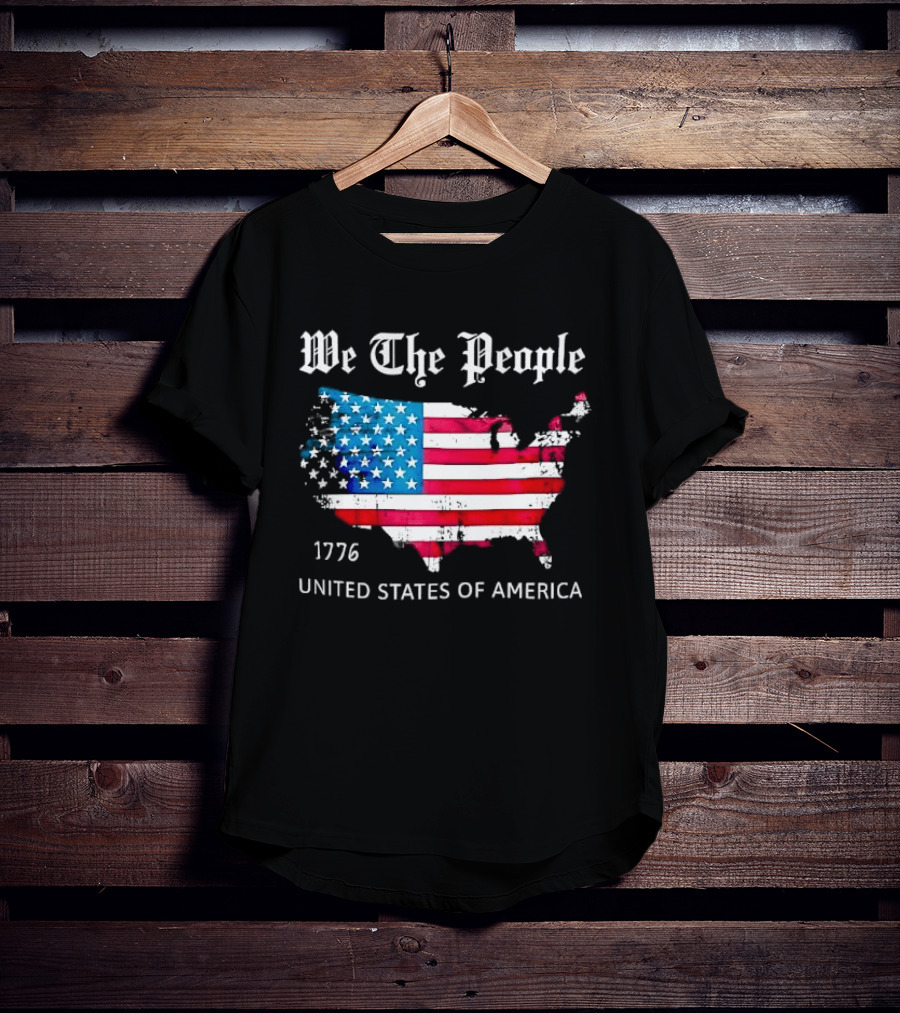 We The People 1776 Distressed USA Map Flag United States Of America T-Shirt
