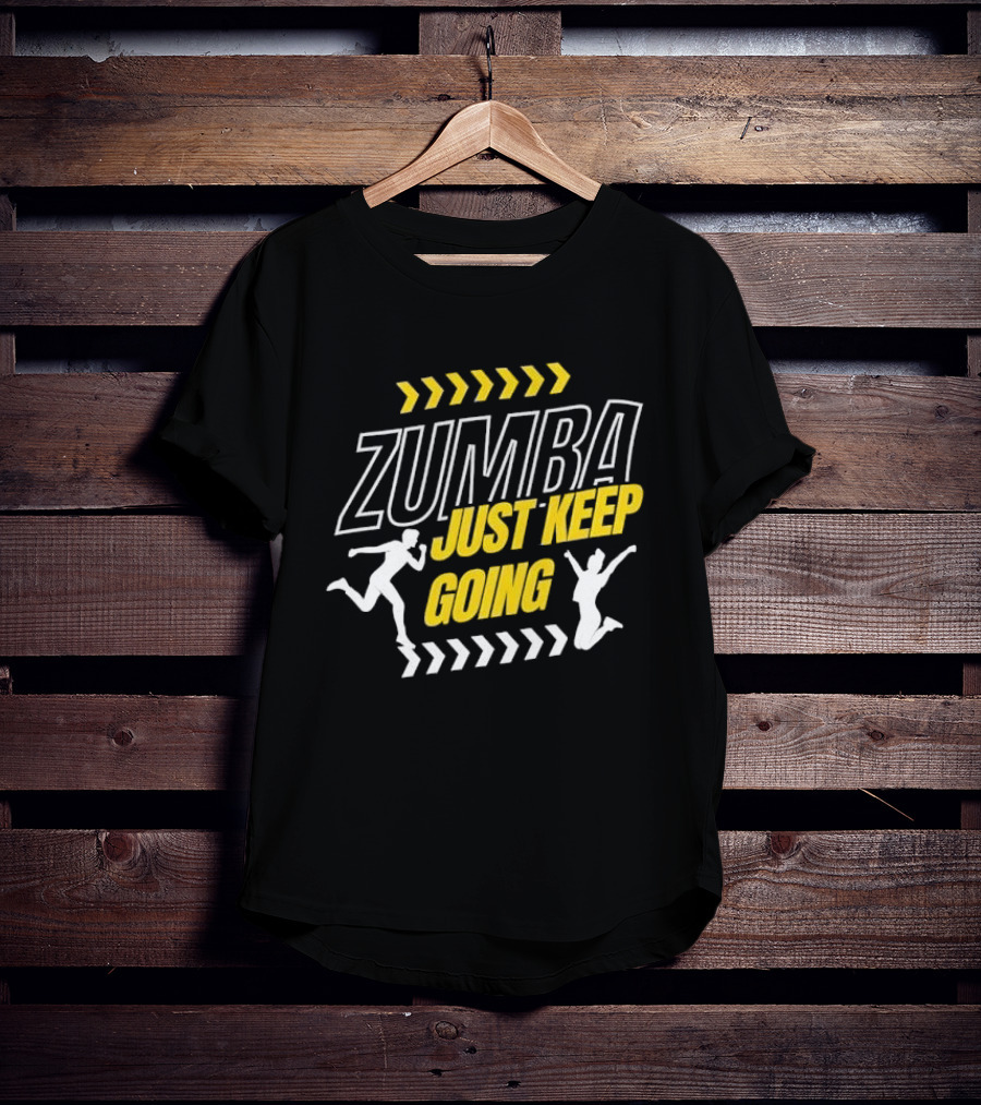 Zumba Just Keep Going Fitness Running Jumping Chevron Arrows T-Shirt