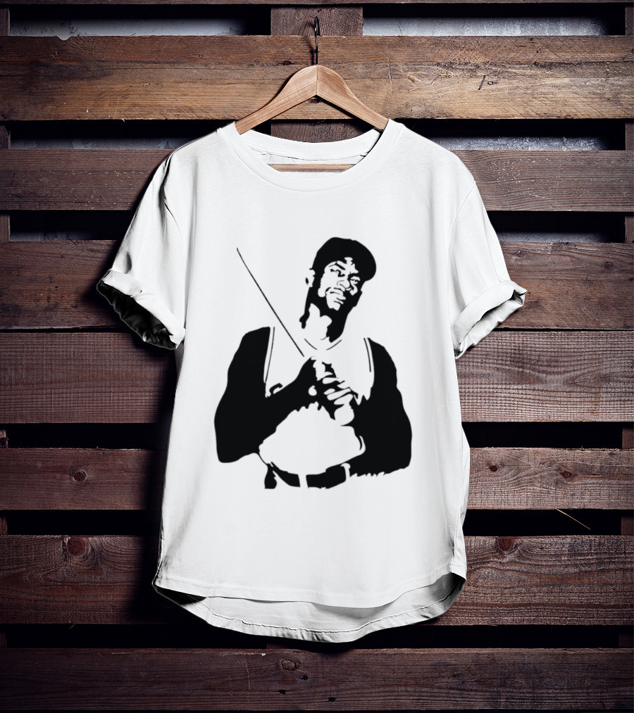 Black And White Stencil Baseball Batter Holding Bat T-Shirt