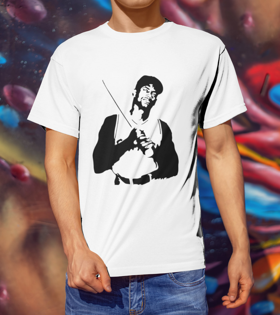 Black And White Stencil Baseball Batter Holding Bat T-Shirt