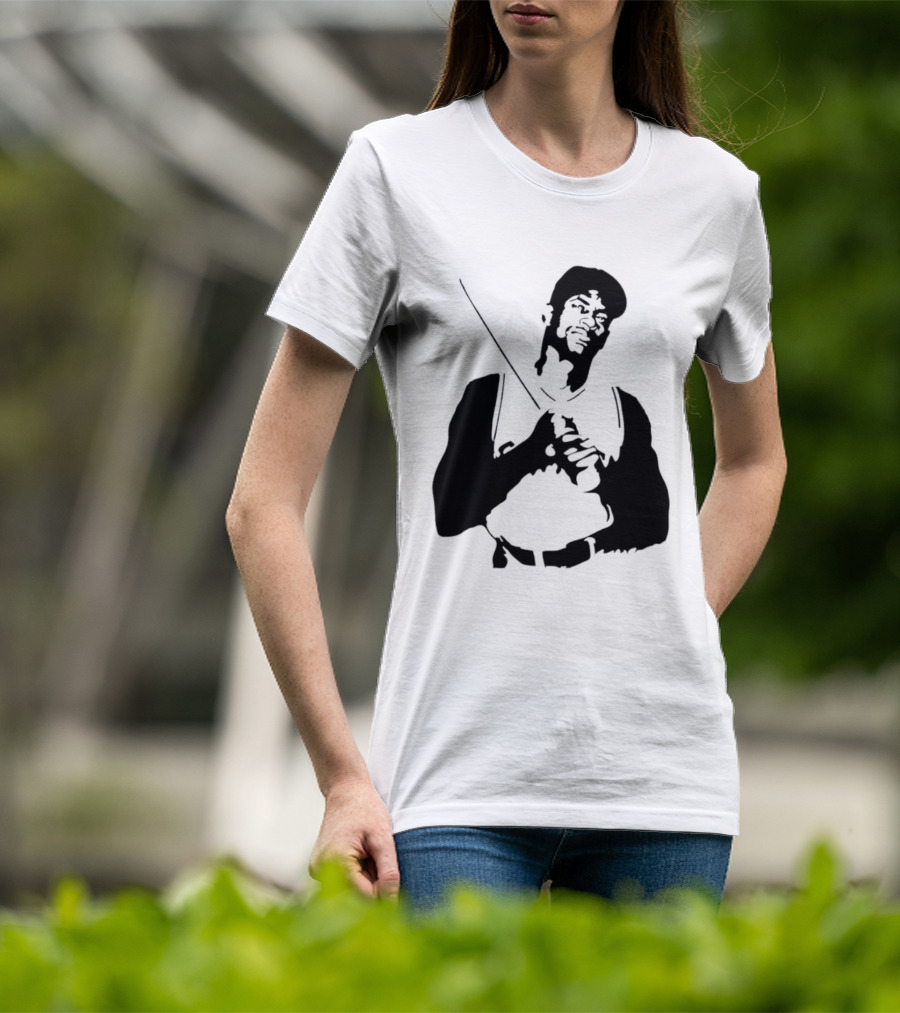 Black And White Stencil Baseball Batter Holding Bat T-Shirt