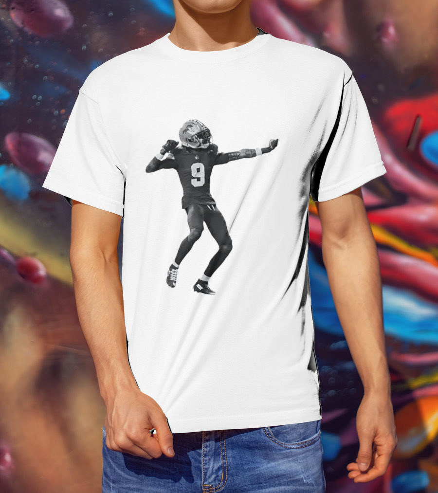 Detroit Lions Number 9 Celebratory Pose Football Athlete Cutout T-Shirt