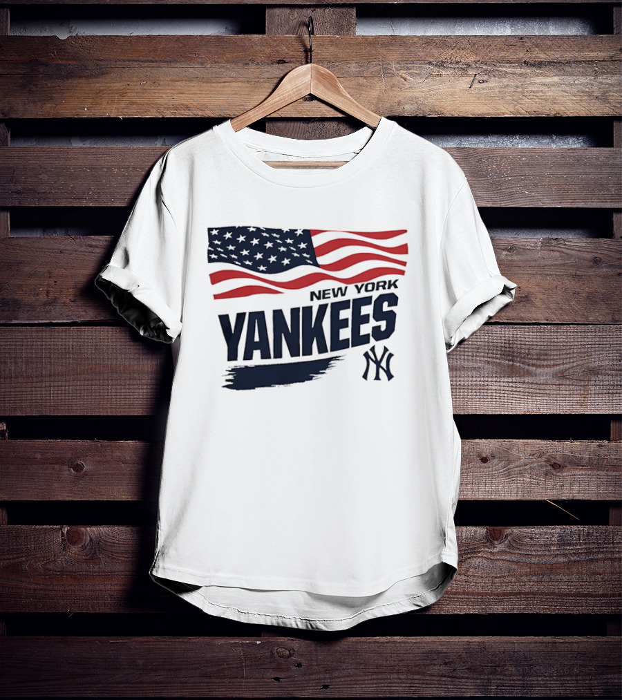 New York Yankees American Flag Brushstroke NY Yankees MLB T-Shirt