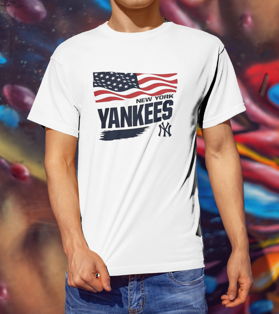 New York Yankees American Flag Brushstroke NY Yankees MLB T-Shirt